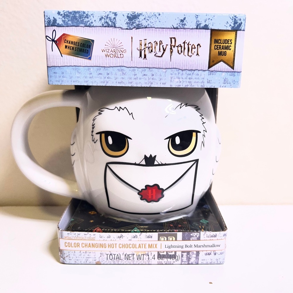 Harry Potter Hedwig Ceramic Mug Set Color Changing Hot Chocolate White Owl‎ Gift